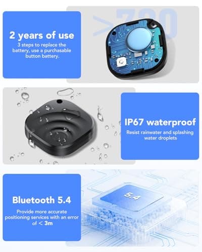 2026 Air Tracker Tags Item Locator for Android & iOS Bluetooth Tracker Smart Tags Compatible with Apple Find My (iOS) & Google's Find Hub(Android) for Keys, Luggage, Wallet, Vehicles Black (4 Pack) 5