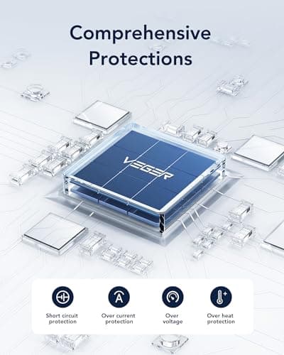 VEGER Portable Charger with Built-in AC Plug and Cables, All in One 10000mAh Ultra Slim Power Bank Travel Essentials, Fast Charging Battery Pack Compatible with iPhone, Samsung, Android (Navy) 9