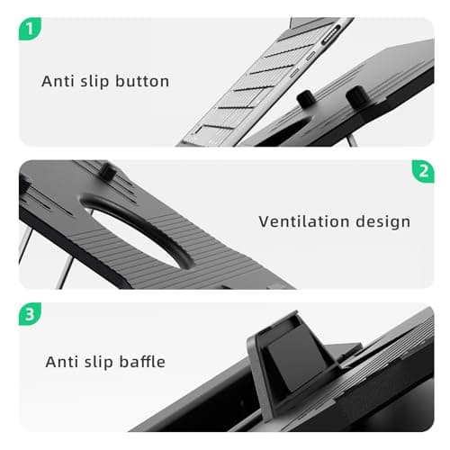 OImaster Laptop Stand for Desk, Phone Stand, Extended Laptops Riser, Elevator, 3 Height Adjustable, Rotatable Base, 10-17 Inches 5
