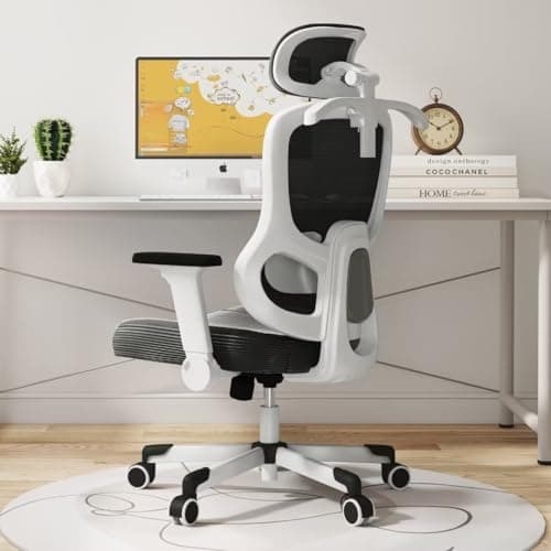 Ergonomic Office Chair Reclining Gaming Chair Adjustable Lumbar Support 6D Armrest Headrest Breathable Mesh Swivel Computer Chairs Home Task Desk Chair Wheels Coat Hanger Tilt Lock Cross Legged Chair