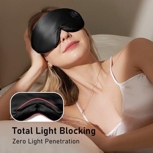 LitBear Heated Eye Mask, Silk Cordless Warm Eye Compress for Dry Eyes, Light Blocking Heat Eye Mask for Women Men, Soft Eye Heating Pad for Dry Eyes, Travel, Rechargeable, Washable Cover (Black) 7