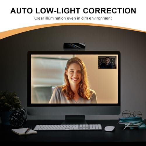 Diccik 1080P Webcam with Microphone, Full HD Video Calling Web Camera, HD Light Correction Streaming Webcam for Zoom/Skype/Teams, Plug and Play PC Camera Web cam for Windows & Mac 6