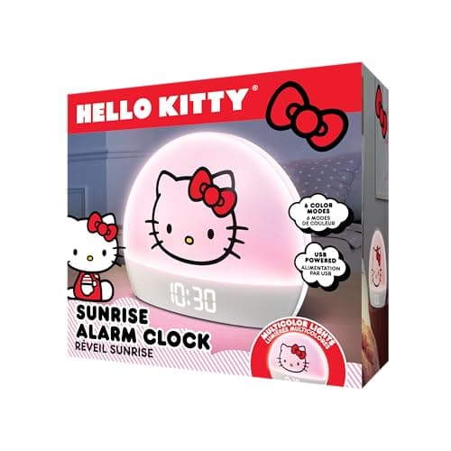 Hello Kitty Sunrise Alarm Clock - Multicolor Lights, USB Charging, LED Display, and Snooze Function 5