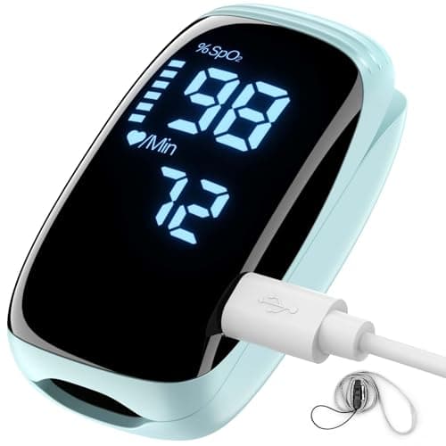 Finger Pulse Oximeter, Fingertip Blood Oxygen Saturation with Pulse Monitor Rechargeable, Accurate Spo2 Reading for Home, Outdoor Sports，Blue