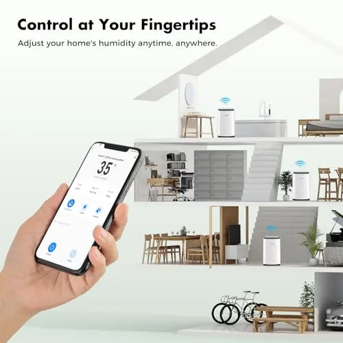 WHOY Dehumidifier for Basement 6,000 Sq Ft, 120 Pints Max. Smart Compressor,Intelligent Humidistat, Smart App-Controlled with Darin Hose And App Control for Basement, Bathroom,Living room,Bedroom,Home 7