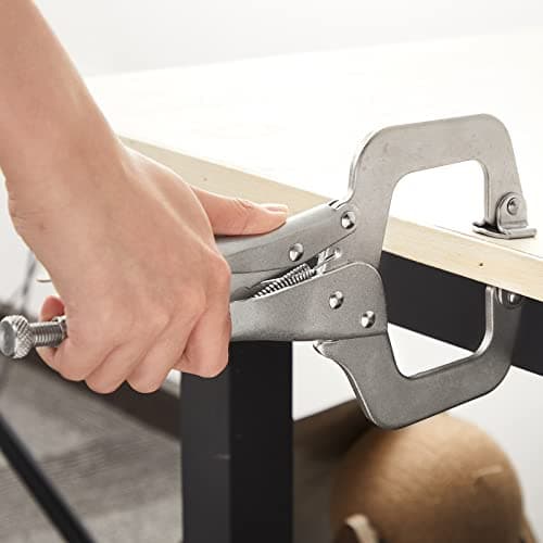 4 Pcs Locking C Clamp Set, Locking Pliers with Fixed and Swivel Pads, 6 Inch, 9 Inch, 11 Inch, Metal Tools Welding Clamps for Home Farm 6