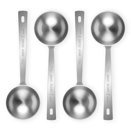 Flezoo 4Pcs Coffee Scoop Spoon - 1 Tablespoon 15ML Stainless Steel Long Handle Measuring Spoons for Ground Coffee, Loose Tea and Powder