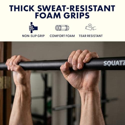 Squatz Doorway Pull Up Bar, Adjustable 29.5-37" Door Frame Pull Up Bar with Level Meter, Locking Mechanism & Foam Grips, No Drill Chin Up Bar for Door Frame, Portable Design for Home Workouts 5