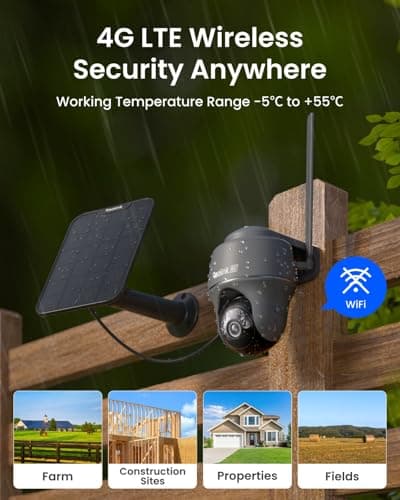 REOLINK 4K 4G LTE Cellular Security Camera, 8MP No WiFi Solar Powered, Pan Tilt 360° with Smart Detection, Color Night Vision, Local Storage, SIM+32GB SD Card Included, Go PT Ultra-Grey+Solar Panel 2 8