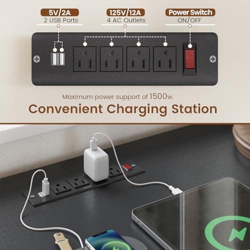 SEDETA Farmhouse 61" Executive L Shaped Desk, Home Office Desk with File Drawers, Computer Desk with Power Outlets and Storage Shelves for Home Office, White 5