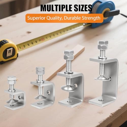 1-3/16 Inch C Clamp, 2 Pcs 304 Stainless Steel C Clamps, Heavy Duty Metal U Clamps, Small Desk G-Clamp Set for Mounting & Fastening, Home DIY, Crafting, Light Duty Repairs(30mm) 5