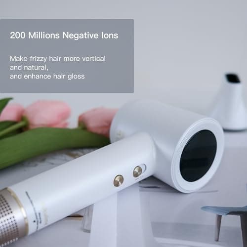 Ionic Hair Dryer with Diffuser,1500W High Speed Blow Dryer for Fast Drying,4 Temps Settings & 2 Speeds for Easy Styling,Compact Hair Dryer for Travel and Home 3