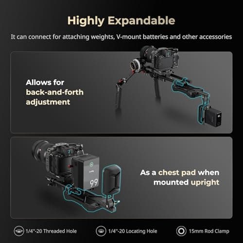 SmallRig Universal 15mm Shoulder Pad Support, Shoulder Mount Rig with 15mm Dual Rod Clamp & Back Pad 5153 5