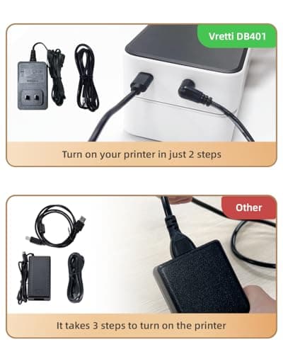 vretti Shipping Label Printer-USB 4×6 Thermal Label Printer,Support Windows&Mac,Quickly Installation, Automatic Label Detection, Easily Print of Various Sizes,Compatible with USPS Shopify Ebay Etsy 7