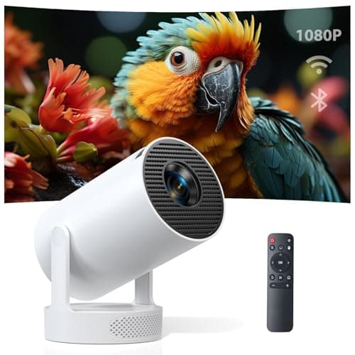 Smart Mini Projector with Android 11 & 5000+ Apps, 4K Supported Full HD 1080P, 20000 Lumens, Wi-Fi 6 & Bluetooth 5.0, 180° Rotatable Home Cinema Projector with Auto Keystone & HiFi Speakers