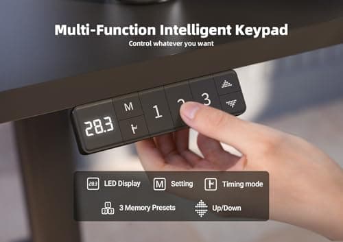 Seang Standing Desk with Adjustable Height, 48x24 Inch Electric Stand Up Desk for Home Office, Studio, Computer Workstation, Black Top 5