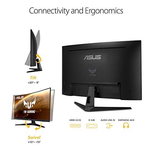 ASUS TUF Gaming VG328H1B 32” Curved Monitor, 1080P Full HD, 165Hz (Supports 144Hz), Extreme Low Motion Blur, Adaptive-sync, FreeSync Premium, 1ms, Eye Care, HDMI D-Sub (Renewed) 7