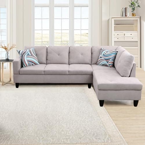 NicBex L Shaped Couch Sectional Couches for Living Room Morden Upholstered Modular Sectional Sofa Living Room Furniture Sets with Chaise Lounge for Living Room and Apartment, Off-White