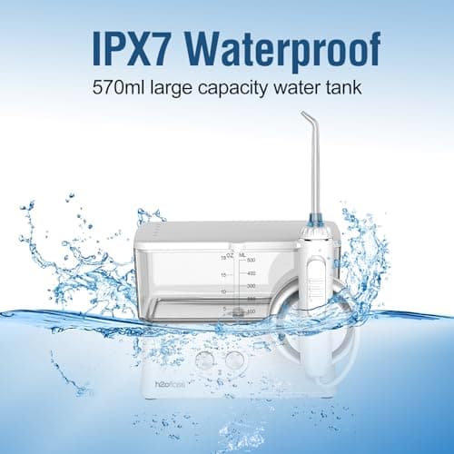 Water Dental Flosser Teeth Pick, H2ofloss 6 Modes Upgrade Portable Cordless Oral Irrigator, Rechargeable 570ML Traveling Waterflosser IPX7 Waterproof Water Dental Picks for Teeth Cleaning White 5