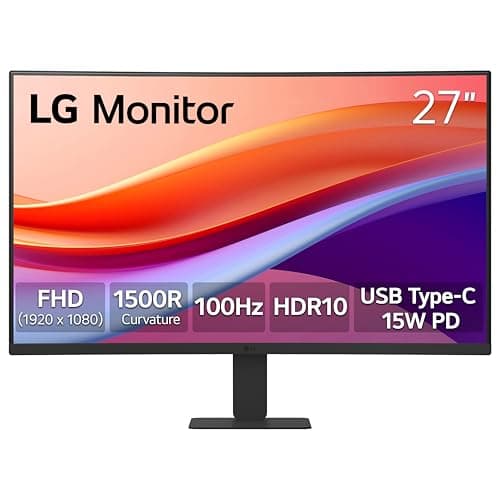LG 27U421A-B 27-inch Full HD (1920 x 1080) Curved Computer Monitor, 100Hz, 5ms, HDR10, 3-Side Borderless, Switch, HDMI, USB Type-C 15W PD, Tilt Slim Stand, Black