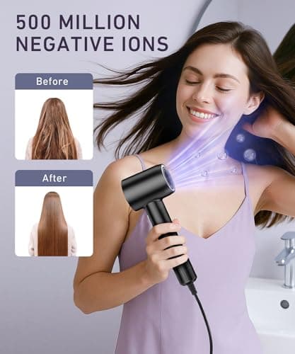 Cosy Companions High-Speed Ionic Hair Dryer, 150000 RPM Brushless Motor for 2-5 Min Fast Drying, Low Noise Blow Dryer Reduces Frizz & Heat Damage, Lightweight Hair Dryer with Diffuser & Nozzle 6