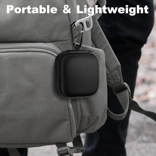 Woyinger Square Earbud Case Portable EVA Storage Bag Cell Phone Accessories Organizer with Carabiner for Wired/Wireless Earphone, Earbud, Earpieces, SD Memory Card, Camera Chips, Tech Pouch, Black 8