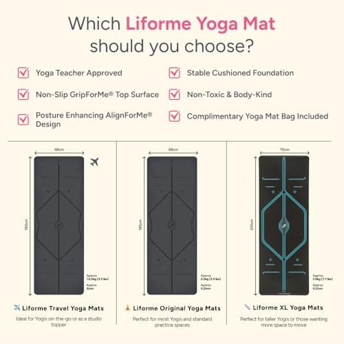 Liforme Original Yoga Mat – Free Yoga Bag Included - Patented Alignment System, Warrior-like Grip, Non-slip, sweat-resistant, 4.2mm thick mat for comfort - Purple 5