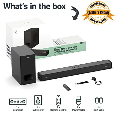 Majority Sierra 2.1.2 Dolby Atmos Soundbar with Wireless Subwoofer I 400W Powerful Sound Bar for TV | Home Theatre 3D Audio with Up-Firing Atmos Speakers | HDMI ARC, Bluetooth, USB & AUX 6