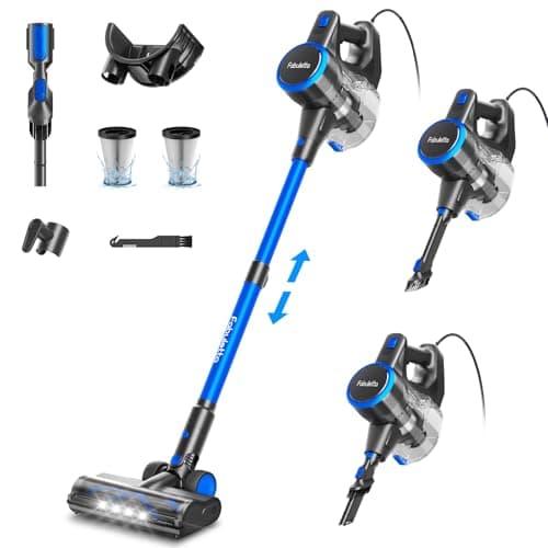 FABULETTA Upgraded 650W Corded Stick Vacuum, 23Ft Vacuums Cleaner Up to 2 Gear Adjustment, Lightweight Corded Vacuum with 1.5L Dust Cup, Suit for Hard Floor & Pet Hair, Black & Blue
