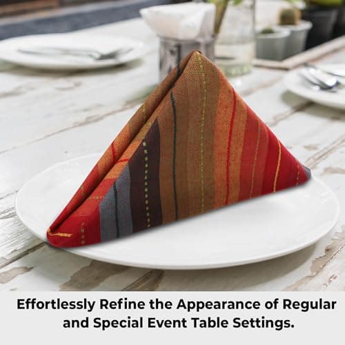 Urban Villa Cloth Napkins Cuisine Stripes 100% Cotton Absorbent Dinner Napkins Set of 12 20x20 Inches Red Multi Color Soft Durable Washable and Reusable Ideal for Everyday Use Wedding Parties Napkins 6