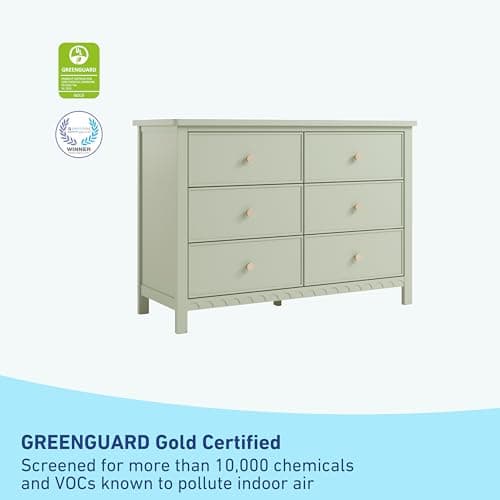 Graco Sasha 6 Drawer Dresser (Sage) – GREENGUARD Gold Certified, Wood Storage for Nursery or Kids’ Room, Safe Interlocking Drawer System & Easy Assembly with Pre-Installed Tracks 5