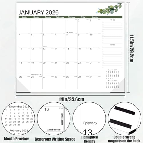 GuassLee 2026-2027 Magnetic Calendar for Refrigerator - Aesthetic Magnetic Calendar for Fridge Runs from Jan. 2026 to Jun. 2027, 18 Monthly Refrigerator Planner for Easy Organizing, 14"x 11.5" 5
