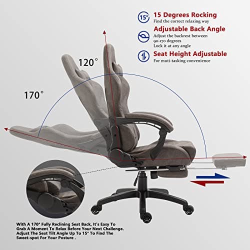 Dowinx Gaming Chair Big and Tall, Ergonomic Game Chair for Adults with Footrest and Massage Lumbar Support, High Back Computer Gamer Chair PU Leather, 350Lbs, for Office, Home, Brown 5