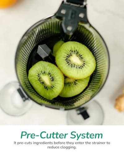 Canoly C09 Cold Press Juicer, 6" Extra Wide Feed Chute, 3-IN-1 Strainers (Juice & Sorbet & Nut Milk), Powerful AC Brushless Motor, Self Precut System, Juicer Machines with BPA-Free (Premium Black) 9