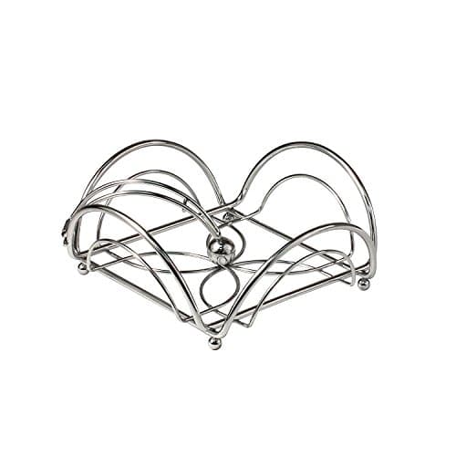 Spectrum Flower Flat Napkin Holder for Tabletop & Kitchen Countertop Storage, Sturdy Steel Flat Napkin Dispenser with Weighted Pivoting Arm and Raised Base to Keep Napkins Dry, Black