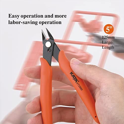 KATA Micro Wire Cutters Pliers: Precision Flush Cutter Tools for Jewelry Making Craft- 5-Inch Small Zip Tie Cutter Nippers - Mini Wire Side Cutting Snips for Electronics, Hobby Plastic Models, Gundam 6