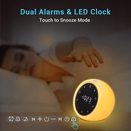White Noise Machine with 2 Alarm Clock, 20 Soothing Sounds, 7 Color Night Light, Adjustable Volume, 5 Timer and Memory Function, Touch Control Sound Machine for Adults Babies, 2025 New Verion 5