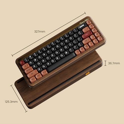Akko Mechanical Gaming Keyboard with Walnut Wooden Case, MU01 Autumn 65% 68-Key RGB 2.4G Wireless/Bluetooth/Wired Hot-swappable Keyboard with PBT Dye-Sub Keycaps for Mac & Win 6