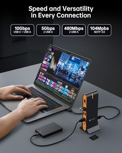 NOVOO Laptop Docking Station Dual Monitor, 15 in 1 Triple Display, 8K@30Hz DP, Dual 4K@60Hz HDMI, 10Gbps USB-A/C, SD/TF, 1Gbps Ethernet, Dual Monitor Adapter Dock for MacBook, Windows Laptops 6
