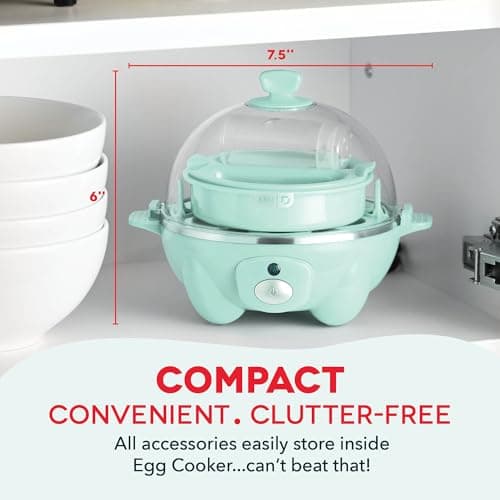 Dash Rapid Egg Cooker - Boiler, Poacher & Steamer - Includes Measuring & Recipe Guide - Dishwasher Safe - BPA Free - Holds 7 Eggs, Aqua 5