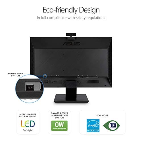 ASUS BE24EQK 24” Business Monitor with 1080P Full HD IPS, Eye Care, DisplayPort HDMI, Frameless, Built-in Adjustable 2MP Webcam, Mic Array, Stereo Speaker, Video Conference,Black 6