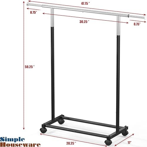 Simple Houseware Standard Rod Garment Rack, Black 7