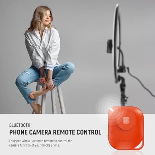 NEEWER Professional 18 Inch Ring Light with Tripod Stand Phone Holder Compatible with iPhone, 45W Remote Shutter App Control, Video Recording Makeup Selfie Studio Streaming Filming, RP18B Pro Black 5
