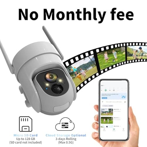 2K PTZ Solar WiFi Security Camera with AI Motion, Color Night Vision, 360 View, Waterproof, Alarm - Rechargeable Battery 9