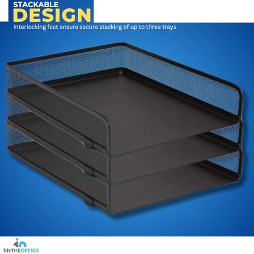 1InTheOffice Stackable Letter Tray, Matte Black Wire Mesh Front-Load Letter Tray 5