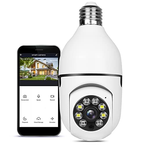 UPULTRA Light Bulb Security Camera Outdoor Indoor,HD 2.4GHz Wireless WiFi Light Socket Cameras for Home Security,Smart Cam with Color Night Vision Human Motion Detection