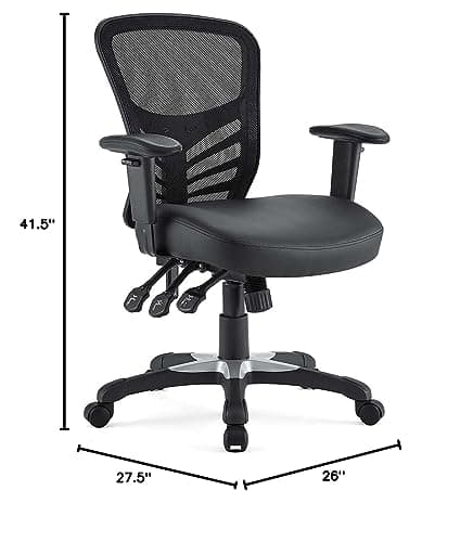 Modway Articulate Mesh Office Chair with Fully Adjustable Vegan Leather Seat In Black 13