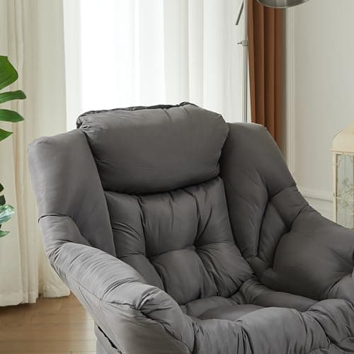 HollyHOME Lazy Chair with Armrest and Side Pocket, Comfy Accent Lounge Chair,Leisure Sofa Armchair for Living Room, Bedroom, Dorm, or Small Spaces, Oversized Reading Sofa Chair,Dark Grey 7