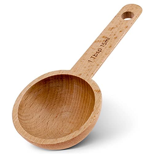 Wooden Coffee Spoon in Beech, Houdian Coffee Scoop Measuring for Coffee Beans, Whole Beans Ground Beans or Tea, Home Kitchen Accessories, Coffee Scoop - 1 Pack, 15ml