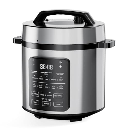 DUMOS 12-in-1 Electric Pressure Cooker 6 QT Stainless Steel Multi Cooker Electric for Pressure, Rice, Steamer, Yogurt Maker, Slow Cook,Meat Stew, Cake, Porridge, Multigrain, Sliver